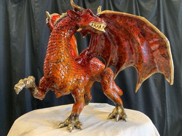Red Dragon Bronze High Quality Large Sized Outdoor Statuary Statue